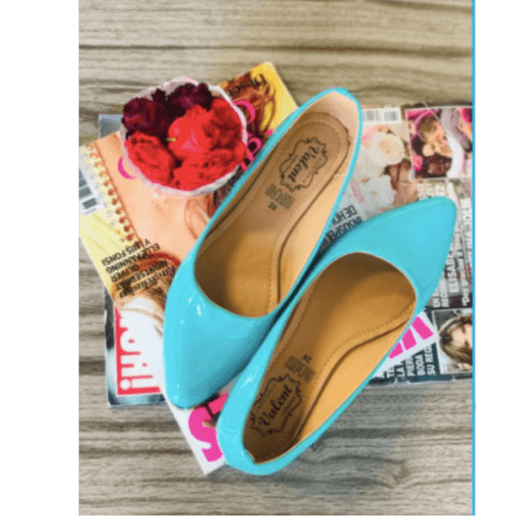 Balerina Style Shoes for Women, Made of Aqua Patent Leather